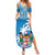 Personalised Fiji Family Matching Summer Maxi Dress and Hawaiian Shirt Bula Fijian Tapa Pattern LT01 Mom's Dress Blue - Polynesian Pride