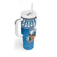 Personalised Fiji Tumbler With Handle Bula Fijian Tapa Pattern