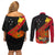 Personalised Papua New Guinea Couples Matching Off Shoulder Short Dress and Long Sleeve Button Shirts Bird Of Paradise With Tropical Flower LT01 - Polynesian Pride