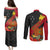 Personalised Papua New Guinea Couples Matching Puletasi Dress and Long Sleeve Button Shirts Bird Of Paradise With Tropical Flower LT01 - Polynesian Pride