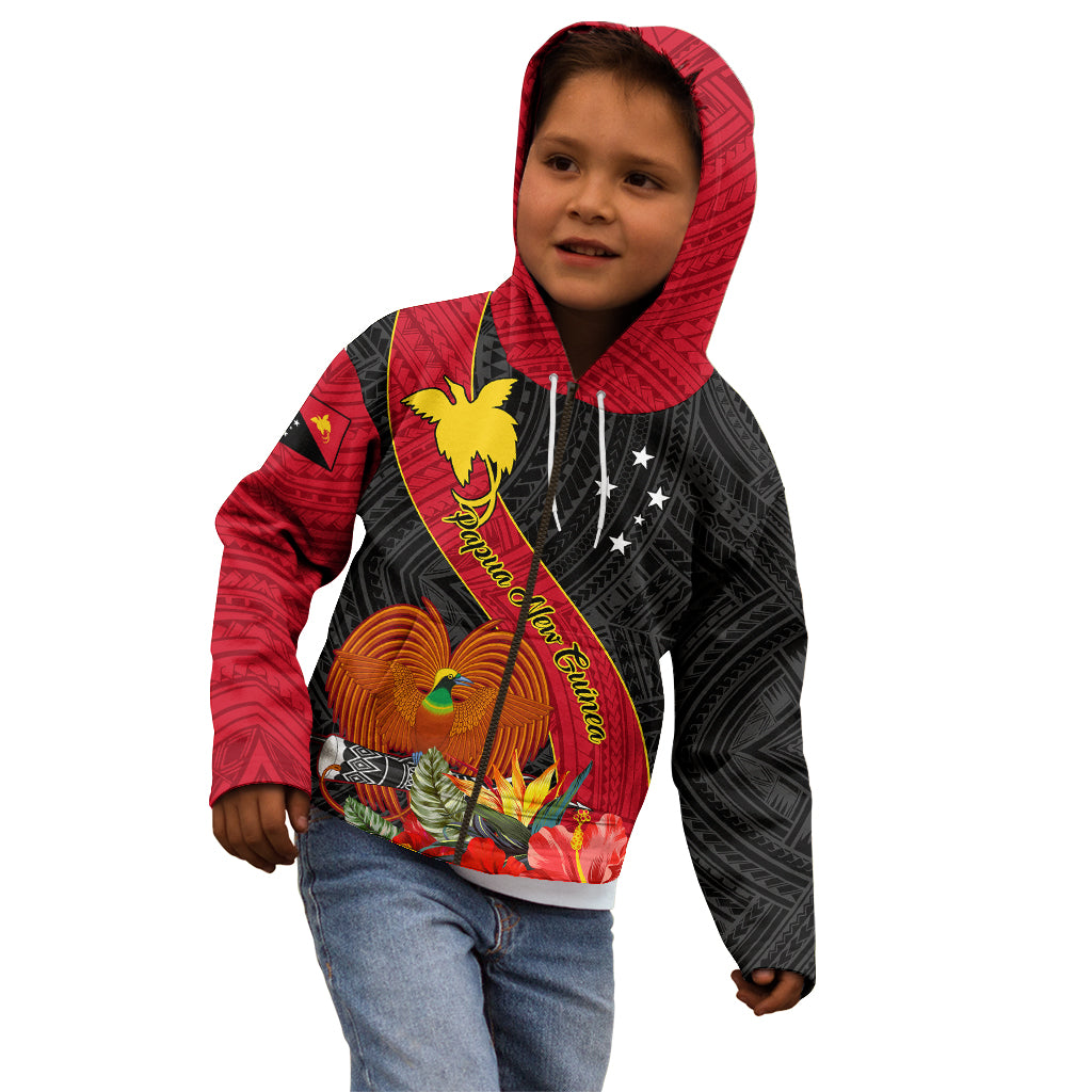 Personalised Papua New Guinea Kid Hoodie Bird Of Paradise With Tropical Flower LT01 - Polynesian Pride