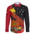 Personalised Papua New Guinea Long Sleeve Button Shirt Bird Of Paradise With Tropical Flower LT01 Unisex Black - Polynesian Pride