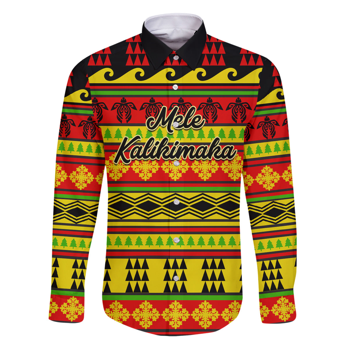 Custom Hawaii Christmas Family Matching Long Sleeve Bodycon Dress and Hawaiian Shirt Hawaiian Quilt Pattern Reggae Version LT01 Dad's Shirt - Long Sleeve Art - Polynesian Pride