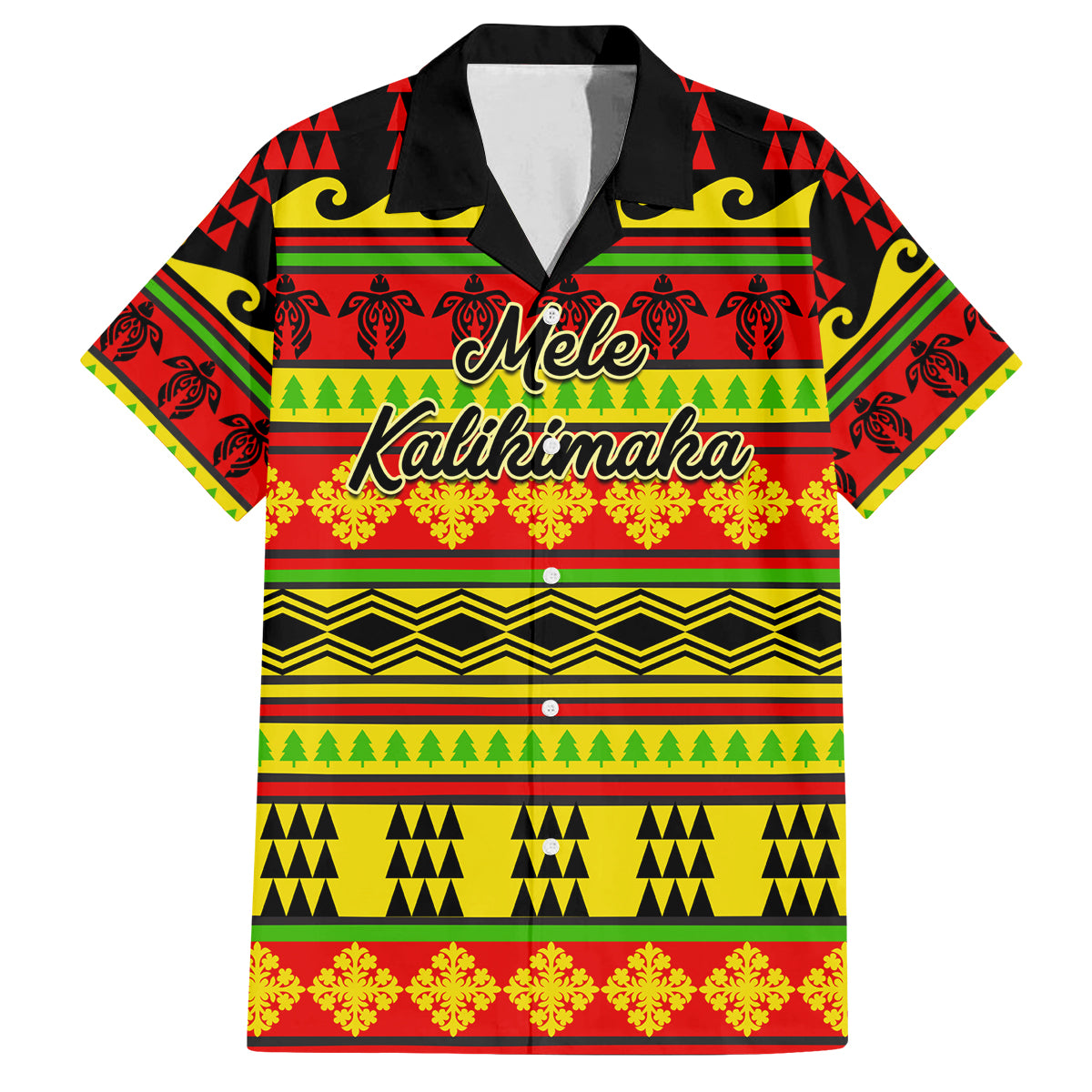 Custom Hawaii Christmas Family Matching Off Shoulder Maxi Dress and Hawaiian Shirt Hawaiian Quilt Pattern Reggae Version LT01 Dad's Shirt - Short Sleeve Art - Polynesian Pride