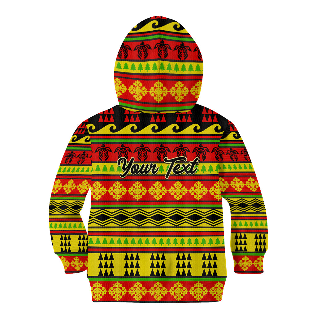 Custom Hawaii Christmas Kid Hoodie Hawaiian Quilt Pattern Reggae Version LT01 - Polynesian Pride