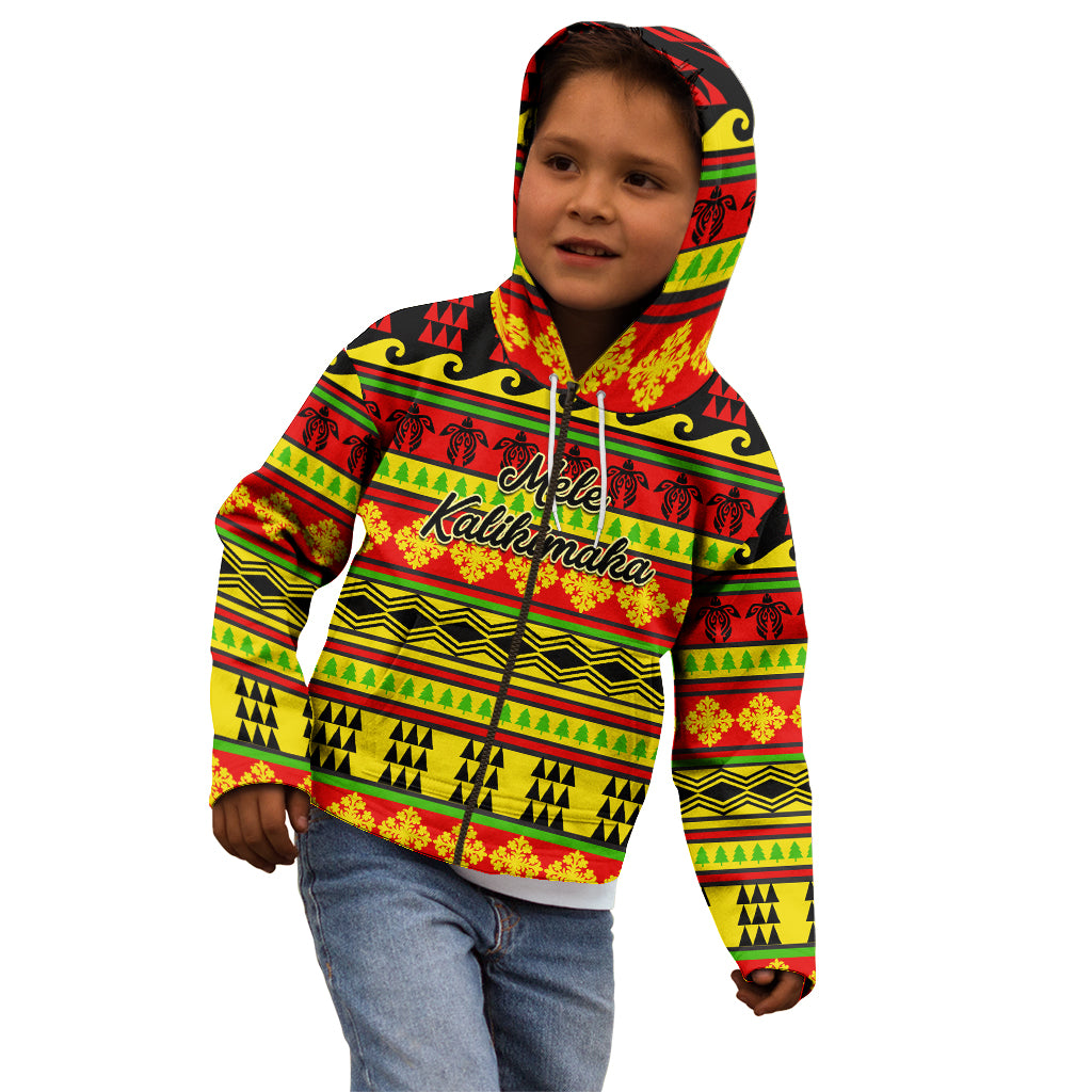 Custom Hawaii Christmas Kid Hoodie Hawaiian Quilt Pattern Reggae Version LT01 - Polynesian Pride