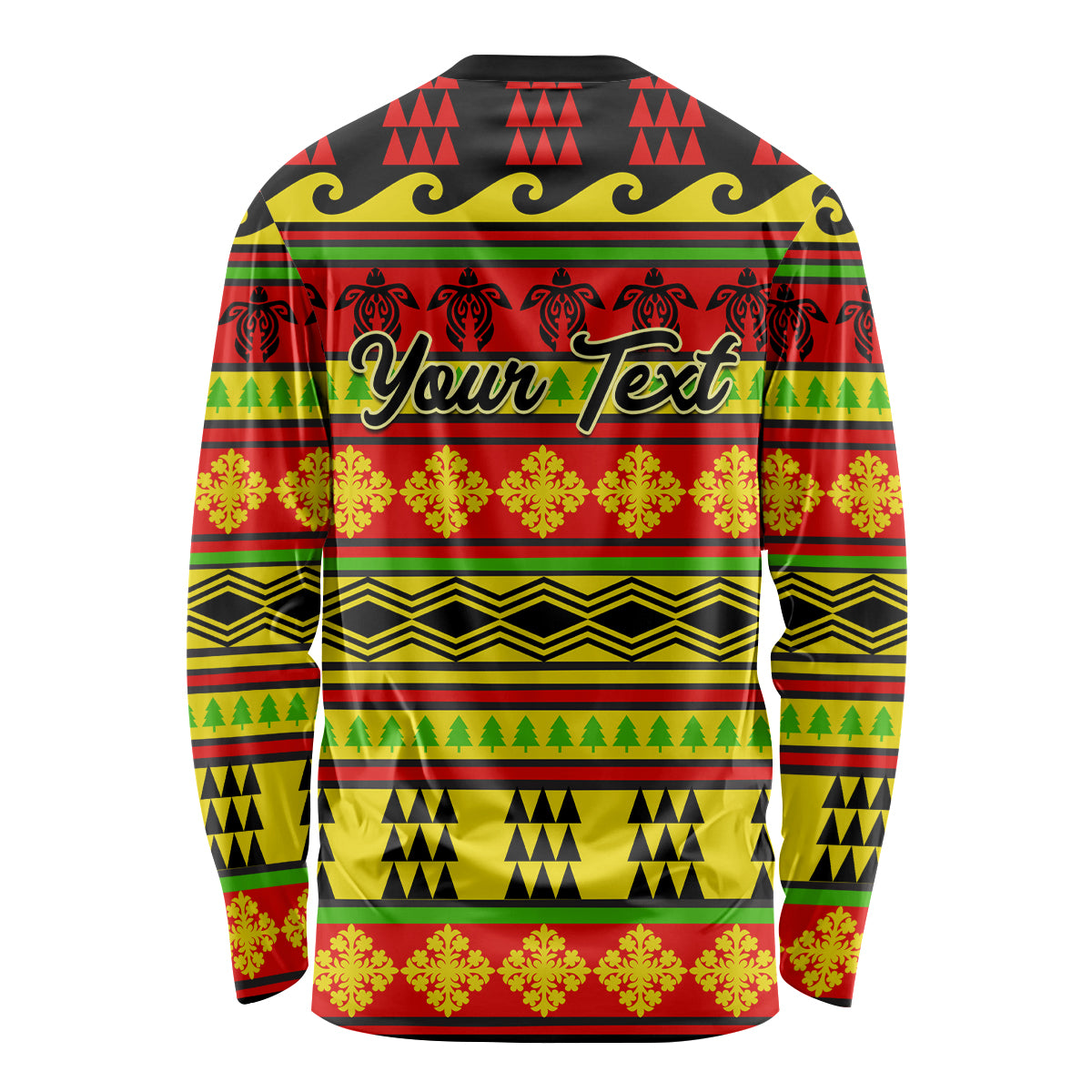 Custom Hawaii Christmas Long Sleeve Shirt Hawaiian Quilt Pattern Reggae Version LT01 - Polynesian Pride