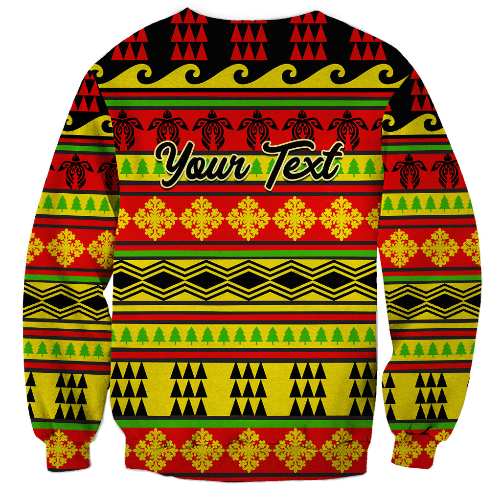 Custom Hawaii Christmas Sweatshirt Hawaiian Quilt Pattern Reggae Version LT01 - Polynesian Pride