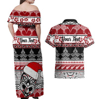 Custom New Zealand Christmas Couples Matching Off Shoulder Maxi Dress and Hawaiian Shirt Maori Meri Kirihimete Moko LT01 - Polynesian Pride