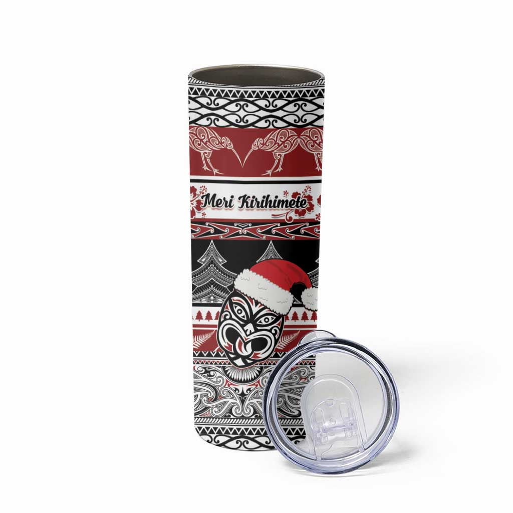 Custom New Zealand Christmas Skinny Tumbler Maori Meri Kirihimete Moko