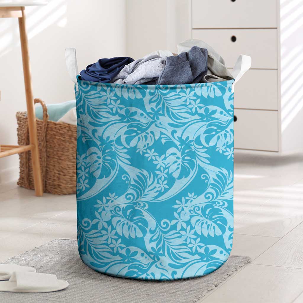 Tahiti Ninamu Tiare Floral Laundry Basket Monstera Palm Tropical Leaves - Polynesian Pride