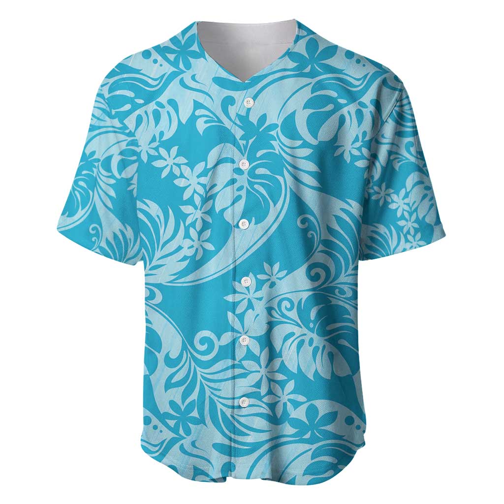 Tahiti Ninamu Tiare Floral Baseball Jersey Monstera Palm Tropical Leaves - Polynesian Pride