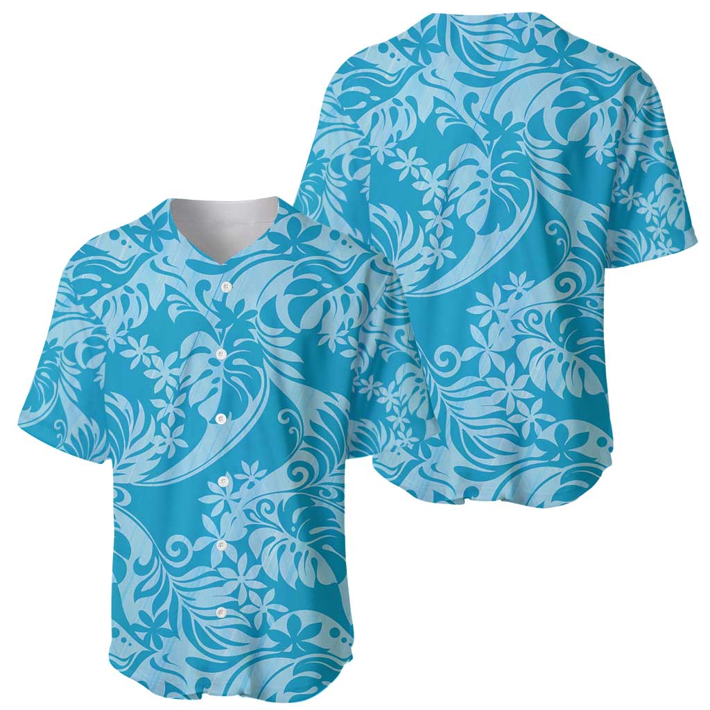 Tahiti Ninamu Tiare Floral Baseball Jersey Monstera Palm Tropical Leaves - Polynesian Pride