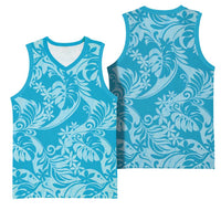 Tahiti Ninamu Tiare Floral Basketball Jersey Monstera Palm Tropical Leaves - Polynesian Pride
