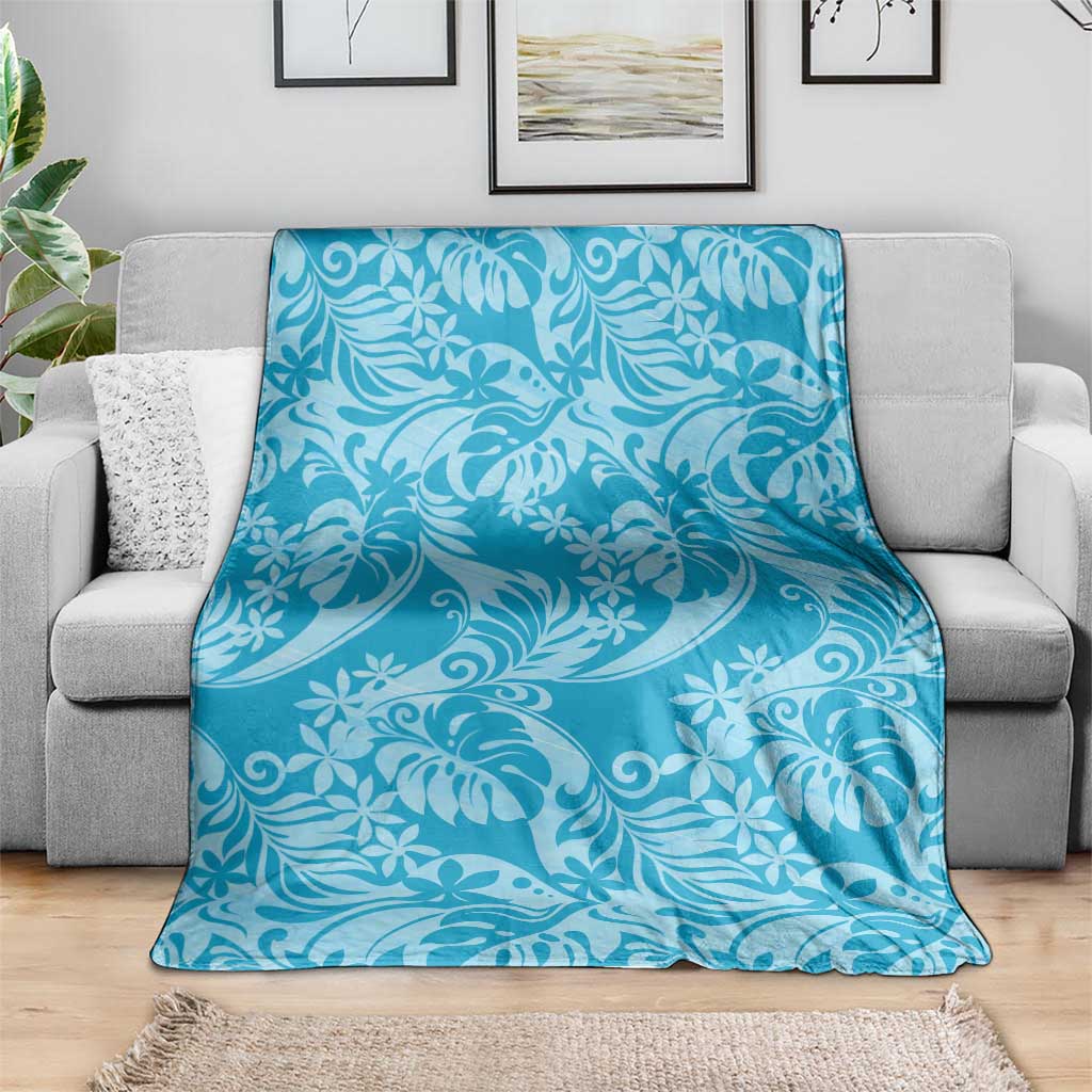 Tahiti Ninamu Tiare Floral Blanket Monstera Palm Tropical Leaves - Polynesian Pride