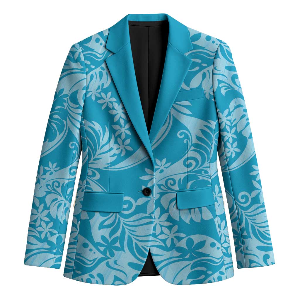 Tahiti Ninamu Tiare Floral Blazer Monstera Palm Tropical Leaves - Polynesian Pride