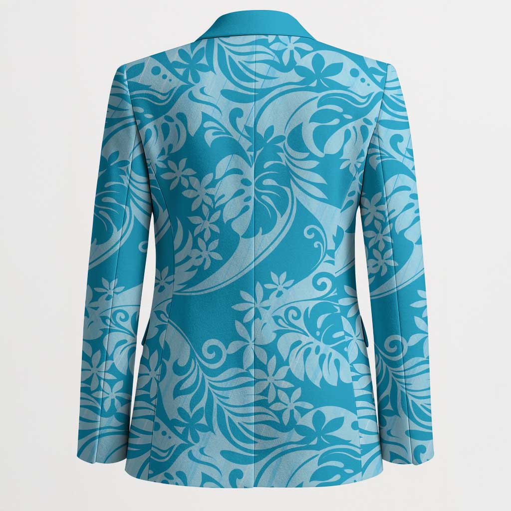 Tahiti Ninamu Tiare Floral Blazer Monstera Palm Tropical Leaves - Polynesian Pride