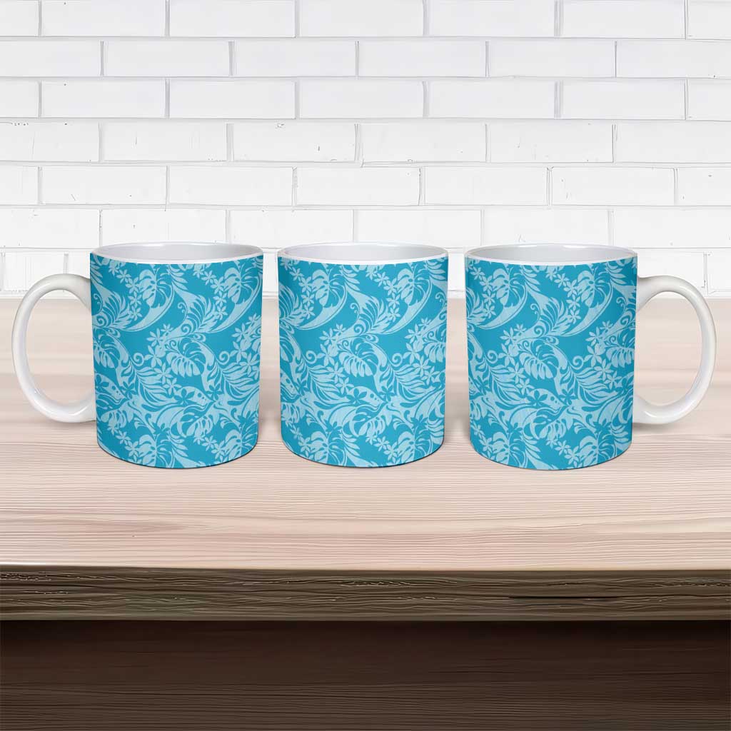 Tahiti Ninamu Tiare Floral Ceramic Mug Monstera Palm Tropical Leaves - Polynesian Pride