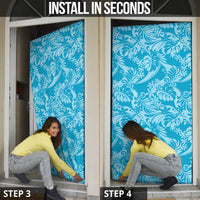 Tahiti Ninamu Tiare Floral Door Cover Monstera Palm Tropical Leaves - Polynesian Pride