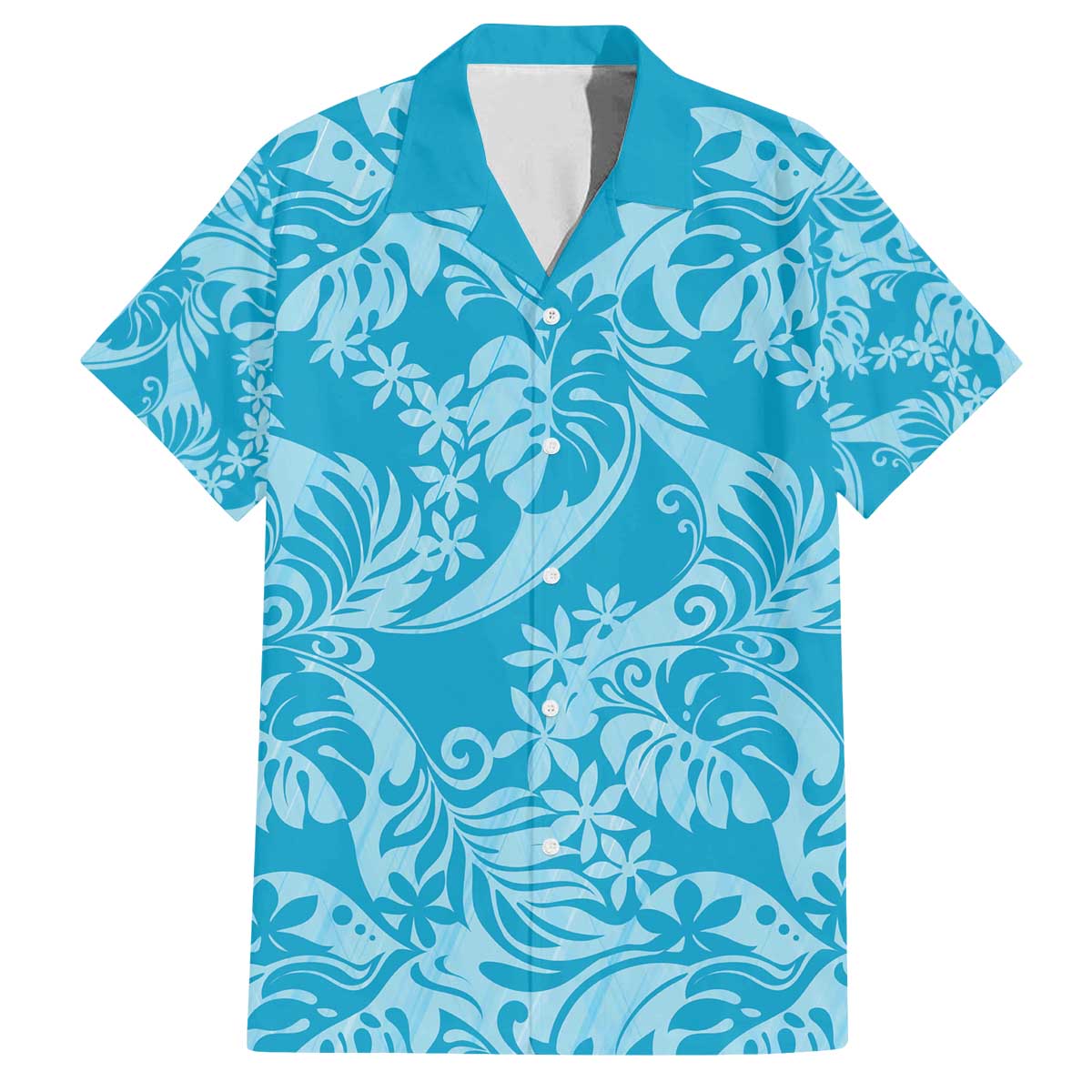Tahiti Ninamu Tiare Floral Family Matching Off The Shoulder Long Sleeve Dress and Hawaiian Shirt Monstera Palm Tropical Leaves - Polynesian Pride