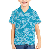 Tahiti Ninamu Tiare Floral Family Matching Short Sleeve Bodycon Dress and Hawaiian Shirt Monstera Palm Tropical Leaves - Polynesian Pride