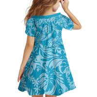 Tahiti Ninamu Tiare Floral Kid Short Sleeve Dress Monstera Palm Tropical Leaves - Polynesian Pride