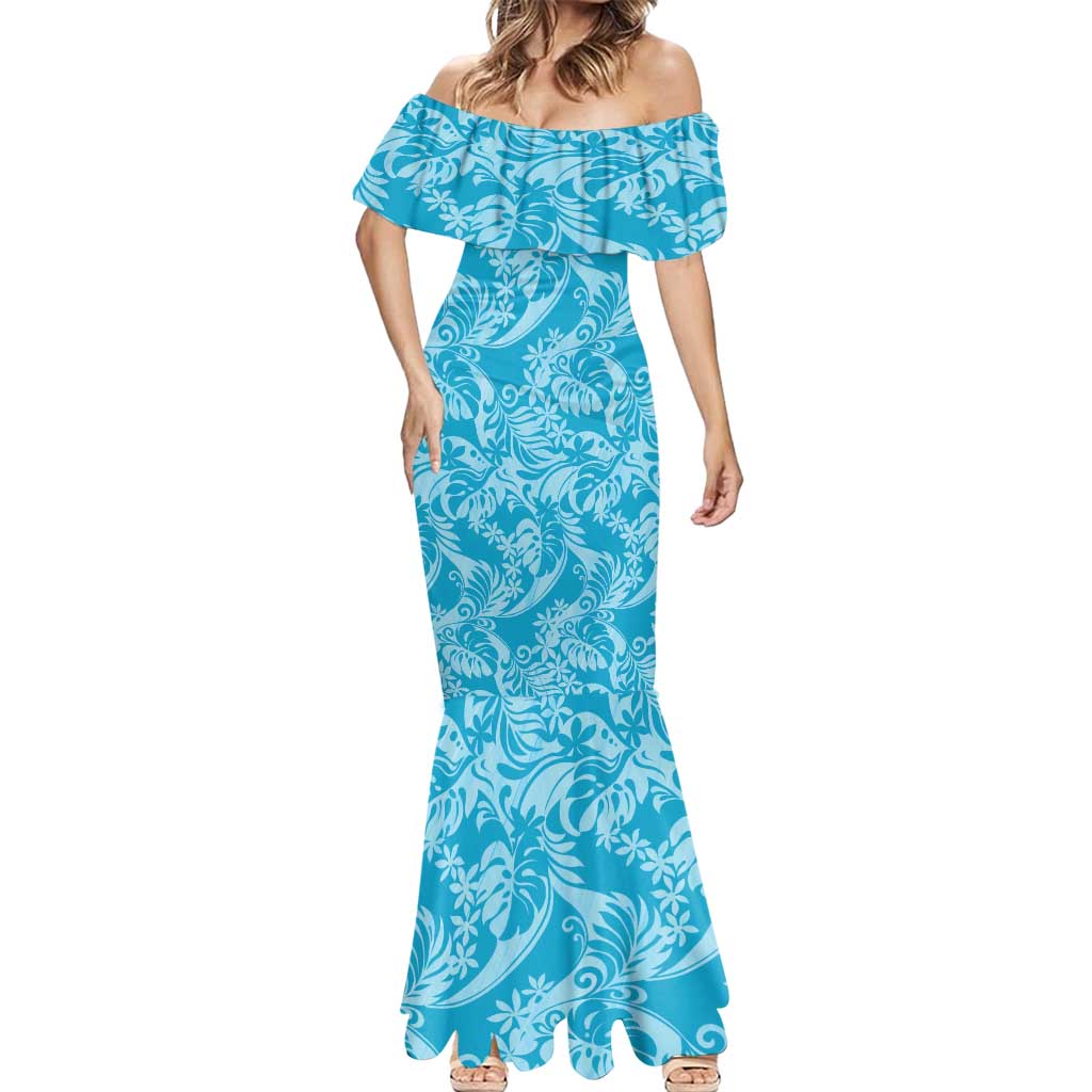 Tahiti Ninamu Tiare Floral Mermaid Dress Monstera Palm Tropical Leaves - Polynesian Pride