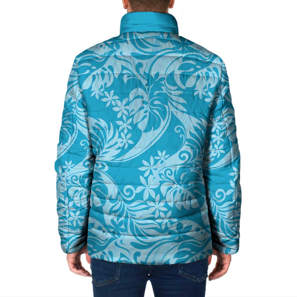 Tahiti Ninamu Tiare Floral Padded Jacket Monstera Palm Tropical Leaves - Polynesian Pride