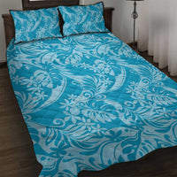 Tahiti Ninamu Tiare Floral Quilt Bed Set Monstera Palm Tropical Leaves - Polynesian Pride