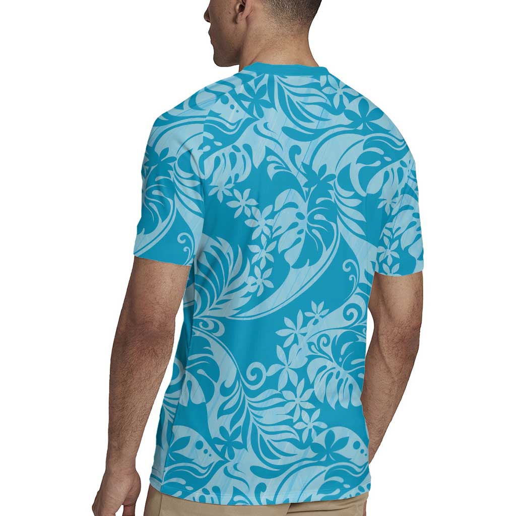 Tahiti Ninamu Tiare Floral Rugby Jersey Monstera Palm Tropical Leaves - Polynesian Pride