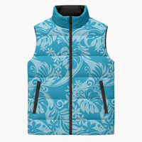 Tahiti Ninamu Tiare Floral Sleeveless Puffer Jacket Monstera Palm Tropical Leaves - Polynesian Pride