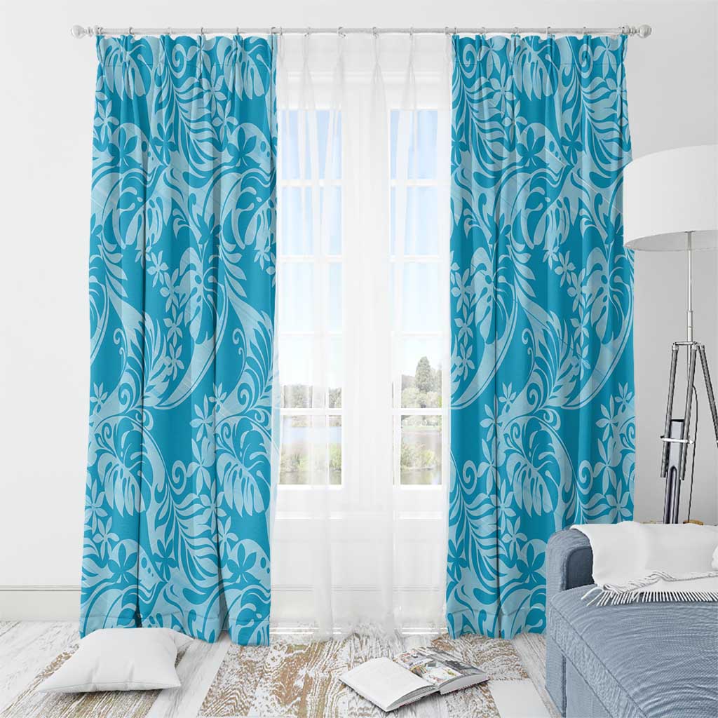 Tahiti Ninamu Tiare Floral Window Curtain Monstera Palm Tropical Leaves - Polynesian Pride