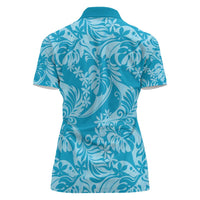 Tahiti Ninamu Tiare Floral Women Polo Shirt Monstera Palm Tropical Leaves - Polynesian Pride