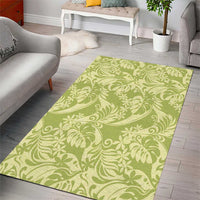 Tahiti Olive Tiare Floral Area Rug Monstera Palm Tropical Leaves - Polynesian Pride