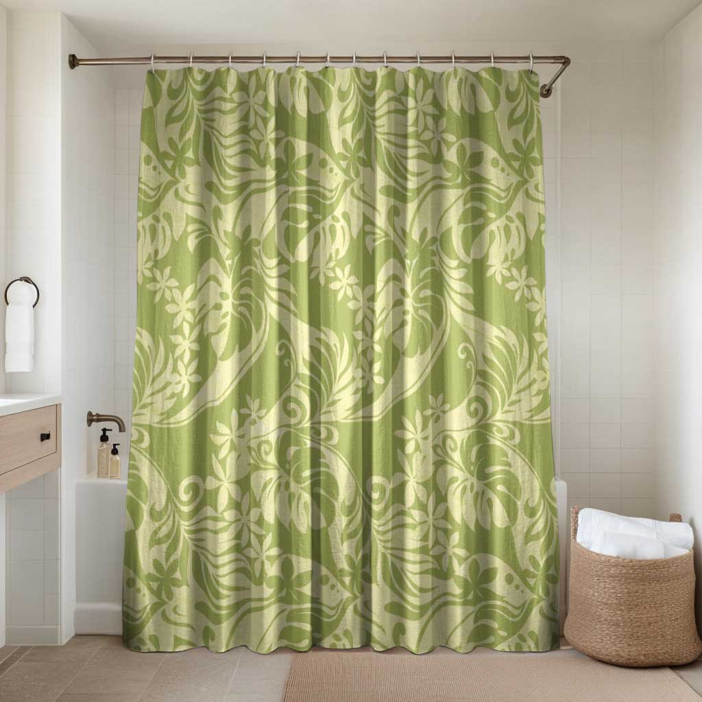 Tahiti Olive Tiare Floral Bathroom Set Monstera Palm Tropical Leaves - Polynesian Pride