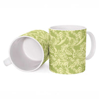 Tahiti Olive Tiare Floral Ceramic Mug Monstera Palm Tropical Leaves - Polynesian Pride