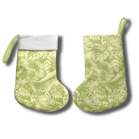 Tahiti Olive Tiare Floral Christmas Stocking Monstera Palm Tropical Leaves - Polynesian Pride