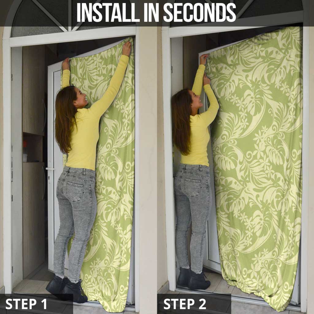 Tahiti Olive Tiare Floral Door Cover Monstera Palm Tropical Leaves - Polynesian Pride