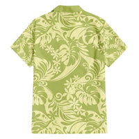 Tahiti Olive Tiare Floral Family Matching Off Shoulder Short Dress and Hawaiian Shirt Monstera Palm Tropical Leaves - Polynesian Pride