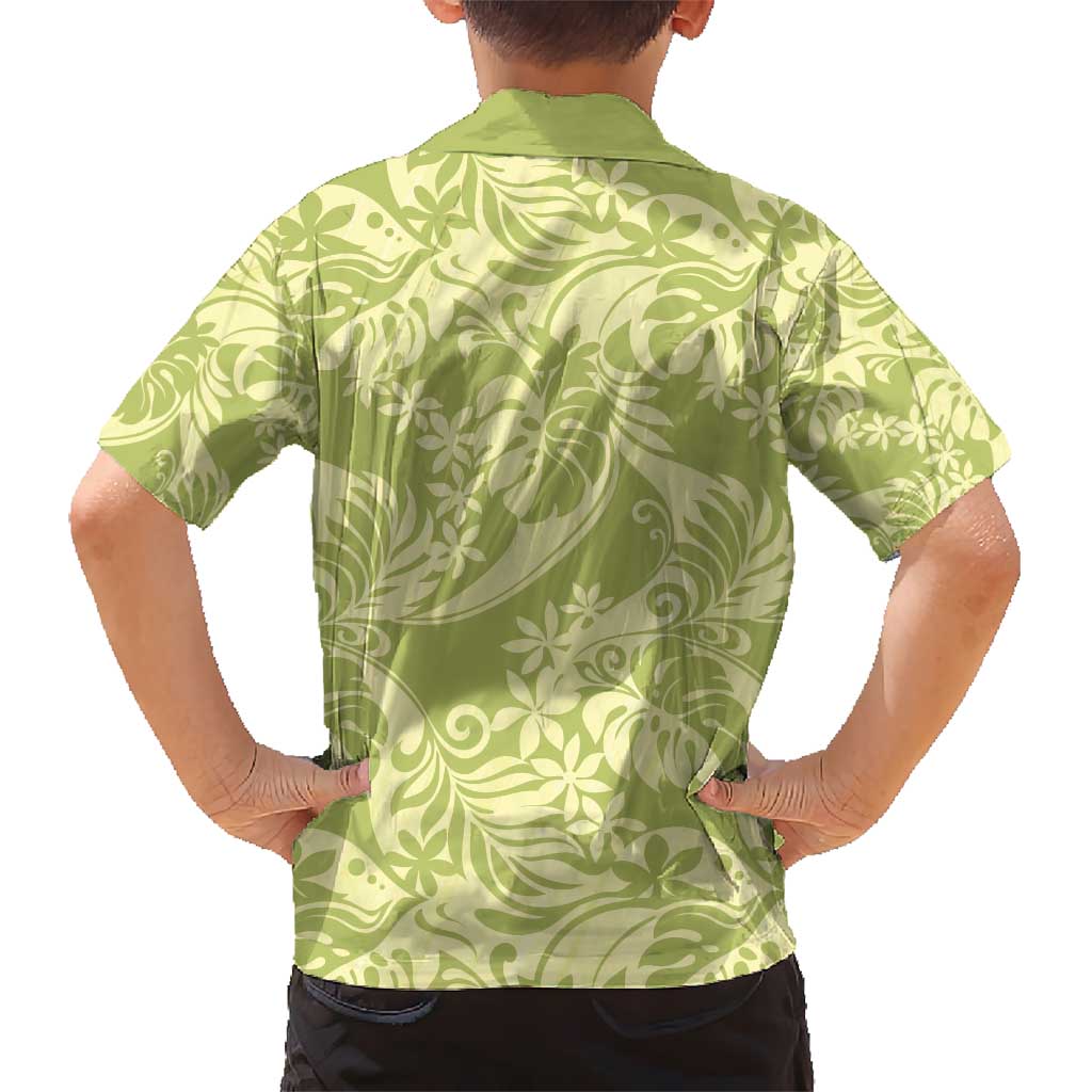 Tahiti Olive Tiare Floral Hawaiian Shirt Monstera Palm Tropical Leaves - Polynesian Pride