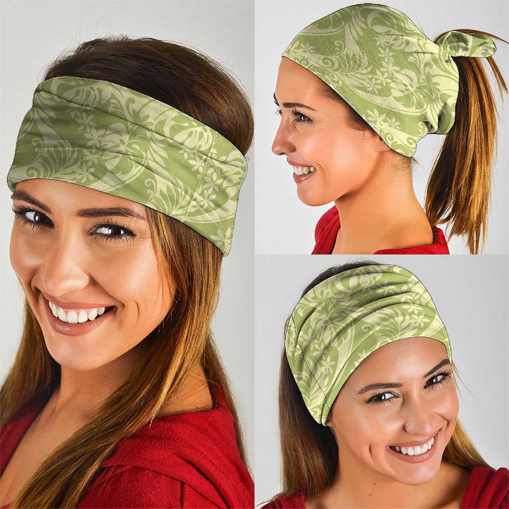 Tahiti Olive Tiare Floral Neck Gaiter Monstera Palm Tropical Leaves - Polynesian Pride