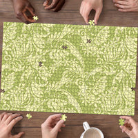 Tahiti Olive Tiare Floral Puzzle Monstera Palm Tropical Leaves - Polynesian Pride