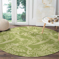 Tahiti Olive Tiare Floral Round Carpet Monstera Palm Tropical Leaves - Polynesian Pride