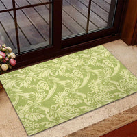 Tahiti Olive Tiare Floral Rubber Doormat Monstera Palm Tropical Leaves - Polynesian Pride