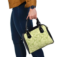 Tahiti Olive Tiare Floral Shoulder Handbag Monstera Palm Tropical Leaves - Polynesian Pride