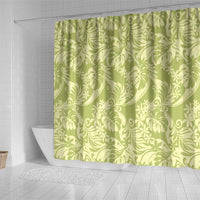 Tahiti Olive Tiare Floral Shower Curtain Monstera Palm Tropical Leaves LT01 - Polynesian Pride