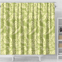 Tahiti Olive Tiare Floral Shower Curtain Monstera Palm Tropical Leaves LT01 - Polynesian Pride