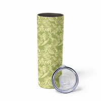 Tahiti Olive Tiare Floral Skinny Tumbler Monstera Palm Tropical Leaves - Polynesian Pride