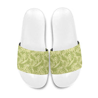 Tahiti Olive Tiare Floral Slide Sandals Monstera Palm Tropical Leaves LT01 Olive - Polynesian Pride