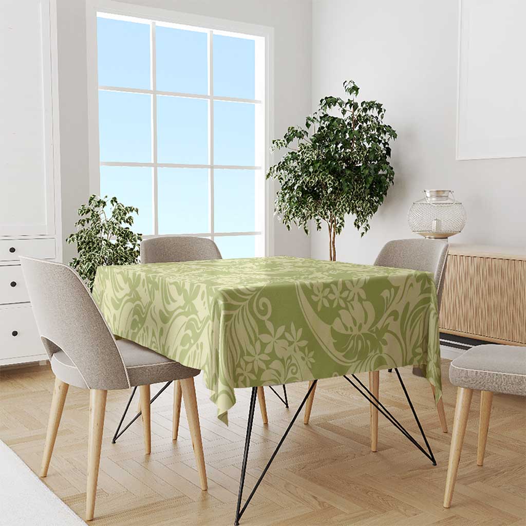 Tahiti Olive Tiare Floral Tablecloth Monstera Palm Tropical Leaves - Polynesian Pride